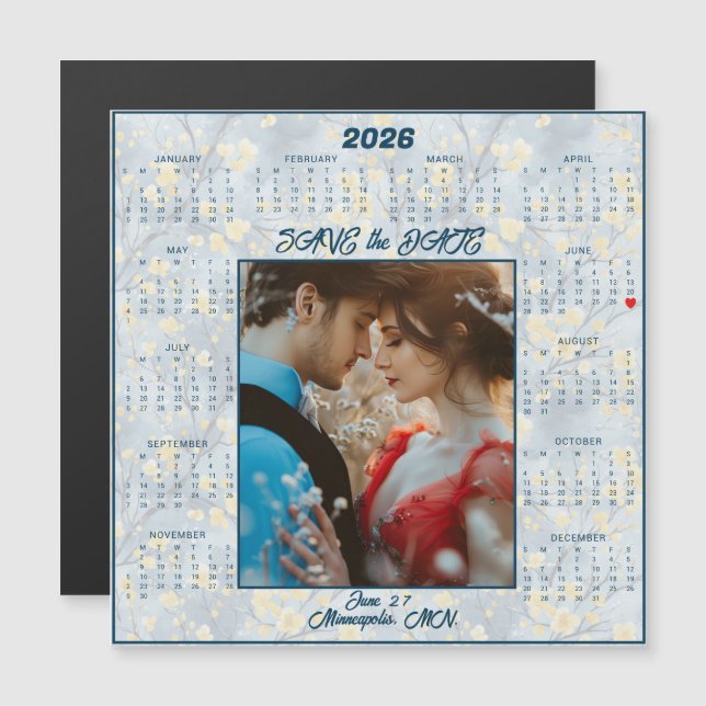 Save the Date Engaged Couple Magnetic  (Devant / Derrière)