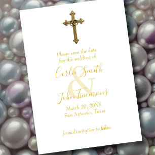 Save The Date Enregistrer la croix d'or Date avec anneaux Mariag