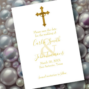 Save The Date Enregistrer la croix d'or Date avec anneaux Mariag