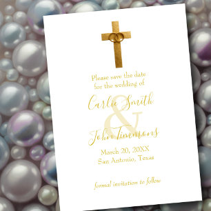 Save The Date Enregistrer la croix d'or Date avec anneaux Mariag