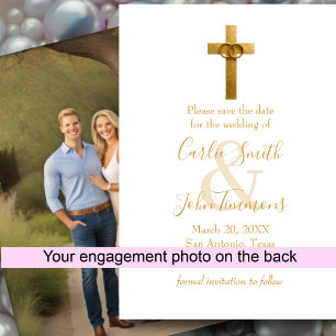 Save The Date Enregistrer la croix d'or Date avec anneaux Mariag
