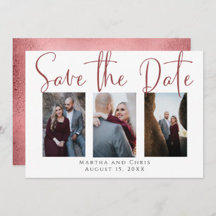 Save The Date Enregistrer la date 3 Photo Rose Gold Modern Scrip