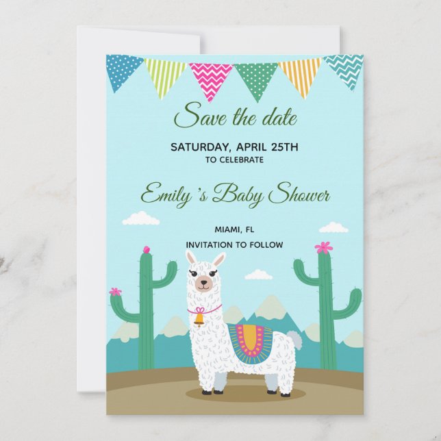 Save The Date Enregistrer La Date Alpaca Lama (Devant)