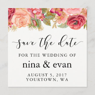 Save The Date Enregistrer la date Aquarelle Floral Frame Or rose