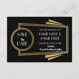 Save The Date Enregistrer La Date Art Déco Wedding Party Gold In