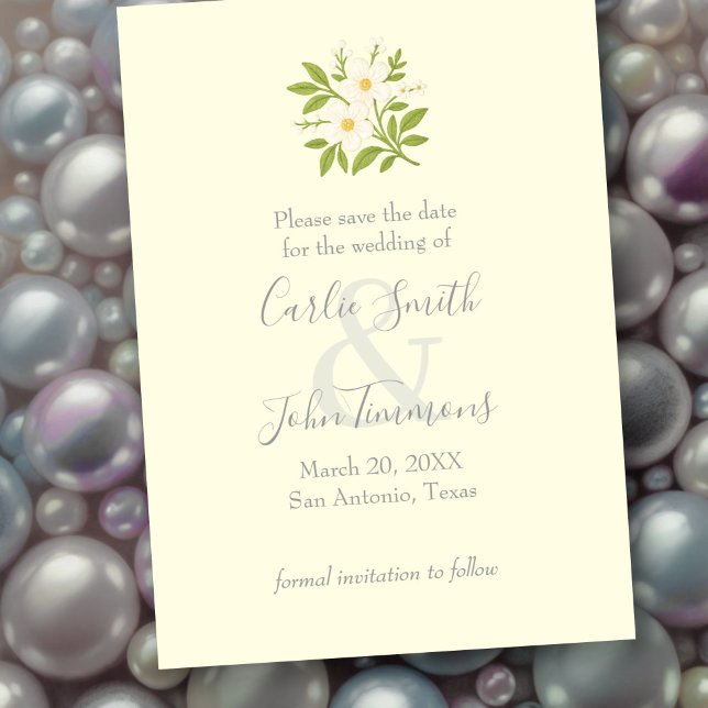 Save The Date Enregistrer la date avec des fleurs blanches (Créateur téléchargé)