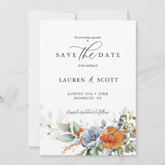 Save The Date Enregistrer la date avec des fleurs orange et bleu