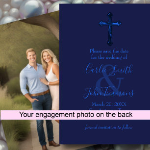 Save The Date Enregistrer la date avec la photo en bleu croisé