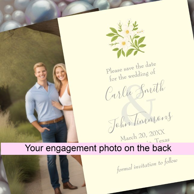 Save The Date Enregistrer la date avec les fleurs blanches Photo (Créateur téléchargé)