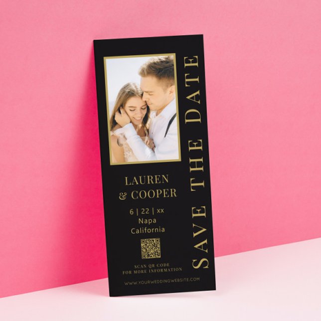 Save The Date Enregistrer La Date Black Gold QR Code Modern Mari (Créateur téléchargé)