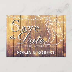 Save The Date Enregistrer la date - Botte de cowboy, Bois avec l