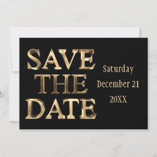 Save The Date Enregistrer La Date Chic Black Gold Script Wedding