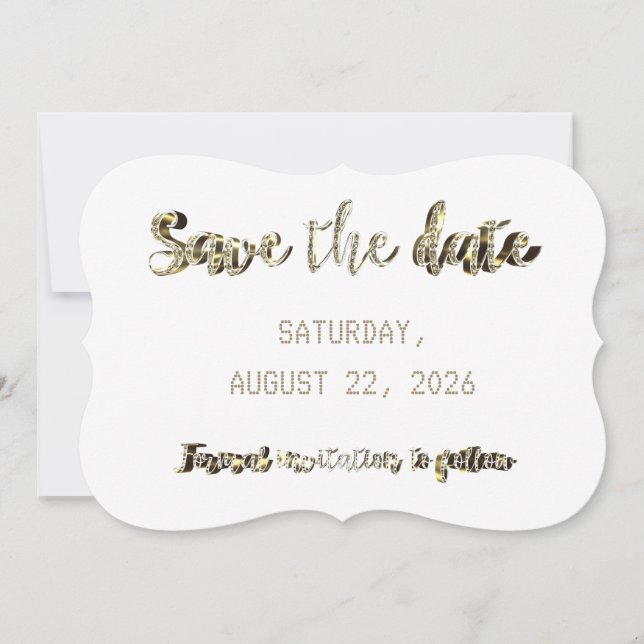 Save The Date Enregistrer La Date Chic Faux Gold Script Party (Devant)