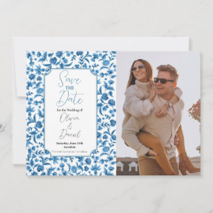 Save The Date Enregistrer La Date Chintz Blue & White Floral Dit