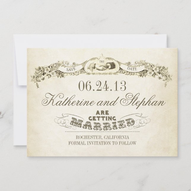 Save The Date enregistrer la date conception de typographie vint (Devant)