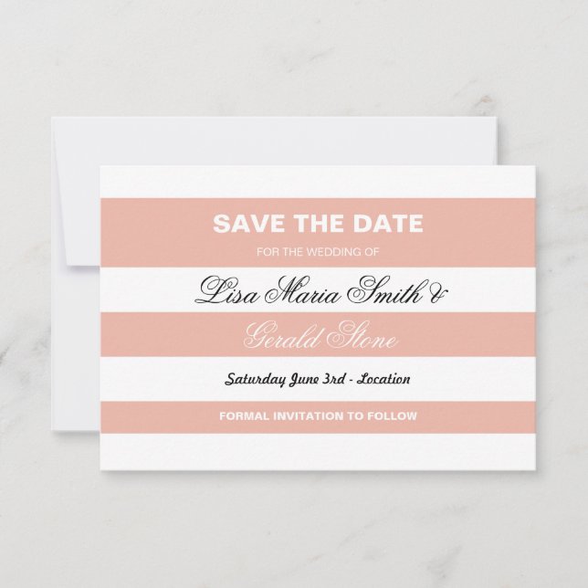 Save The Date Enregistrer La Date Coral & Blanc Elegant Mariage  (Devant)