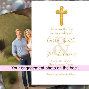 Save The Date Enregistrer la date Croix d'or n'importe quelle co