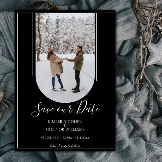 Save The Date Enregistrer la date de la photo d'arche Boho | Noi (Black Arch Photo Save the Date)