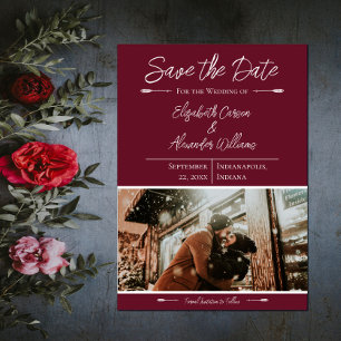 Save The Date Enregistrer la date de la photo moderne   Rouge vi