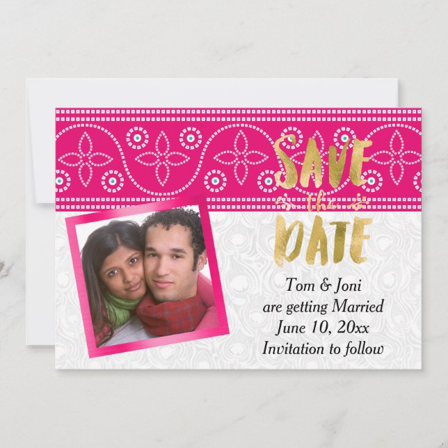 Save The Date Enregistrer la date de photo de mariage hindou ind (Devant)