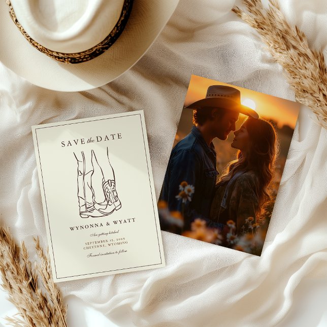 Save The Date Enregistrer la date de photo moderne rustique occi (Western Rustic Photo Save the Date )