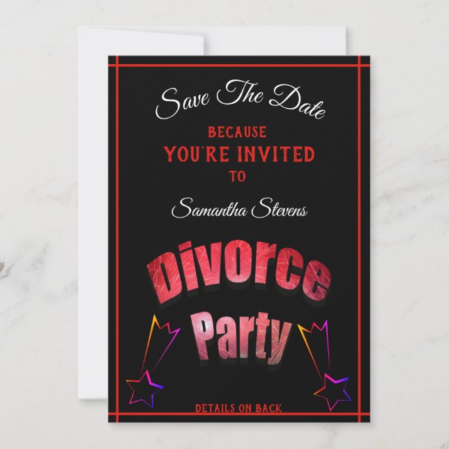 Save The Date Enregistrer La Date Divorce Partie N'Importe Quel  (Devant)