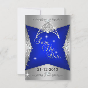 Save The Date Enregistrer La Date Douce 16 Bleu Argent Tiara