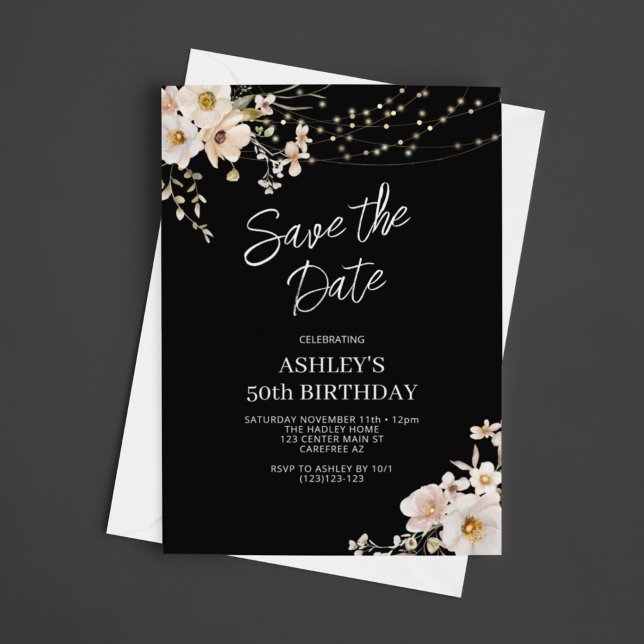 Save The Date Enregistrer la date Elegant Floral 50e Anniversair (Créateur téléchargé)