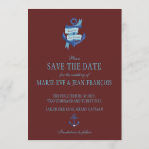 Save The Date Enregistrer la date Elegant Nautical Ancre