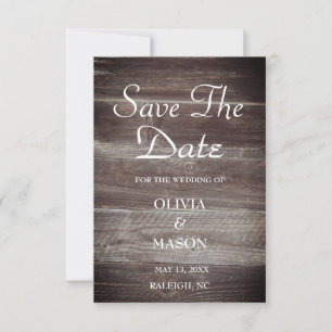 Save The Date Enregistrer la date Elegant Rustic Wood texturé