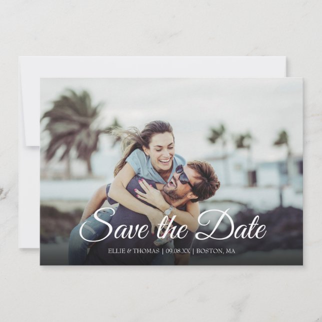 Save The Date Enregistrer la date Elegant Script Photo moderne (Devant)