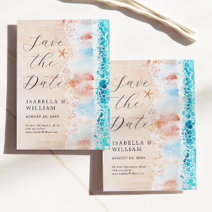 Save The Date Enregistrer La Date Elegant Watercolor Beach Peint
