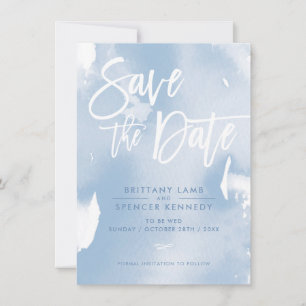Save The Date ENREGISTRER LA DATE élégante peinte couleur bleu p