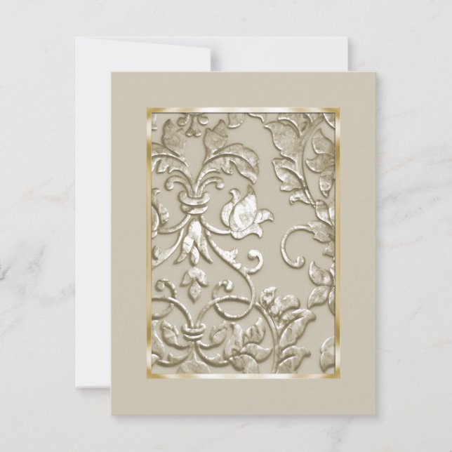 Save The Date Enregistrer la date "Embossed" Champagne Damask (Devant)