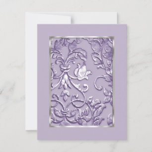 Save The Date Enregistrer la date Embossée Purple Damask