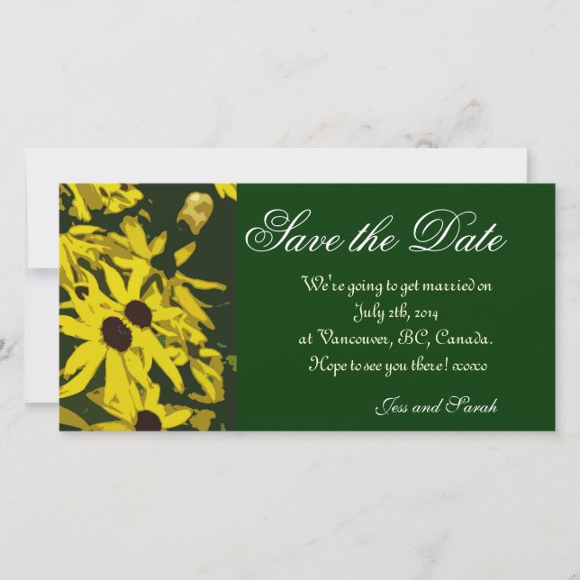 Save The Date Enregistrer la date, fleurs de marguerite jaune (Devant)