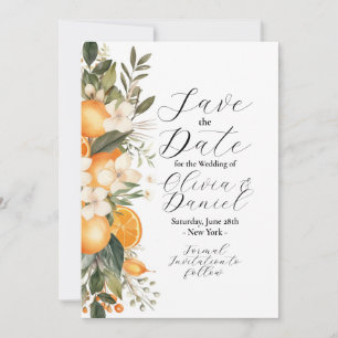 Save The Date Enregistrer La Date Fleurs Florales Oranges Fruits