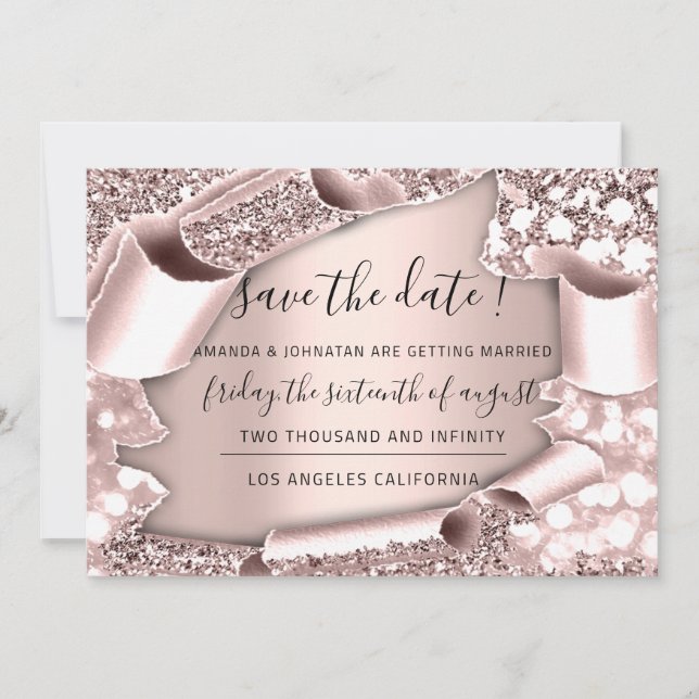 Save The Date Enregistrer La Date Florals Rose 3D Royal Frame (Devant)