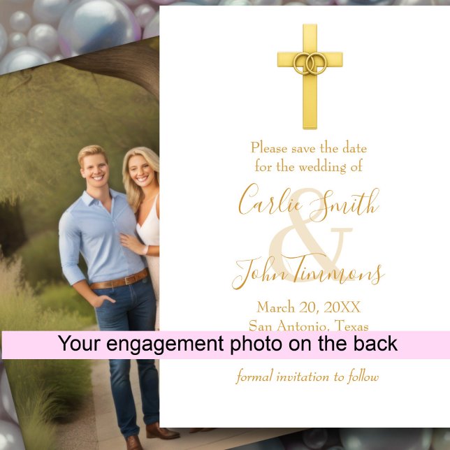 Save The Date Enregistrer la date Gold Cross Mariage Bagues 3 Ph (Créateur téléchargé)