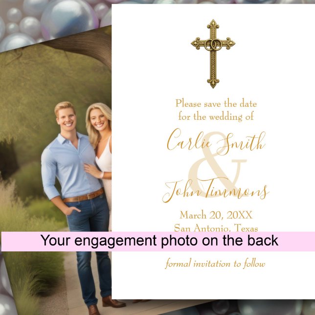 Save The Date Enregistrer la date Gold Cross Mariage Cercles 4 P (Créateur téléchargé)