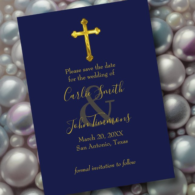 Save The Date Enregistrer la date Gold Cross N'importe quelle co (Créateur téléchargé)