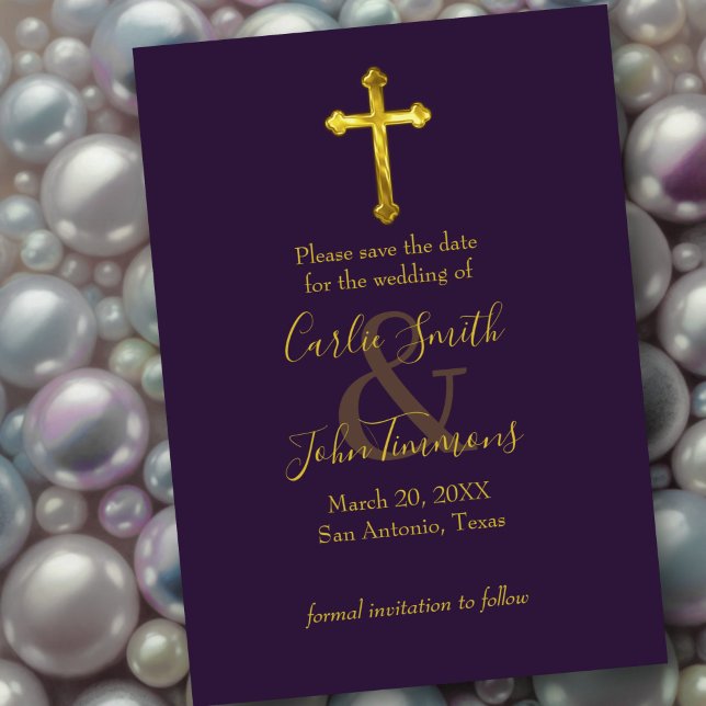 Save The Date Enregistrer la date Gold Cross N'importe quelle co (Créateur téléchargé)