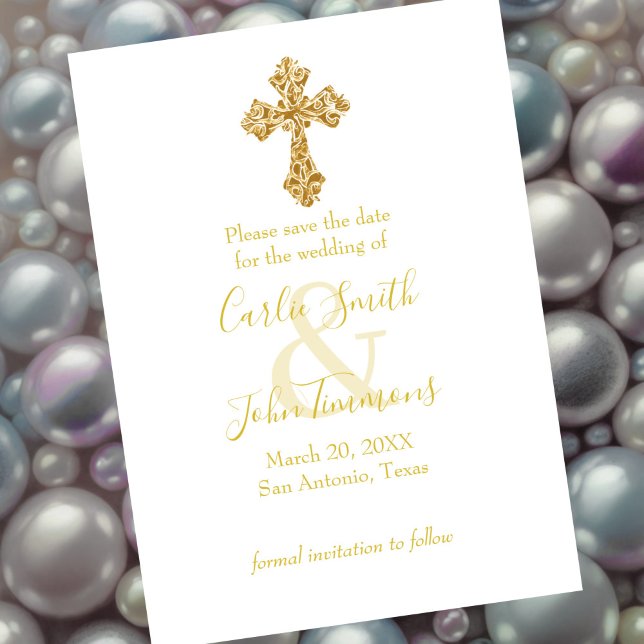 Save The Date Enregistrer la date Gold Cross Toute couleur Desig (Créateur téléchargé)