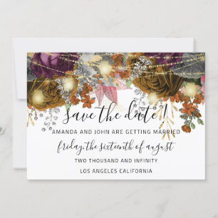 Save The Date Enregistrer La Date Gold Floral Roses Lumières Bla