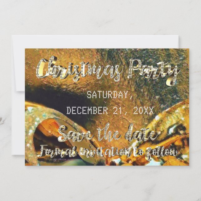 Save The Date Enregistrer La Date Gold Script Ruban Noël Fête (Devant)