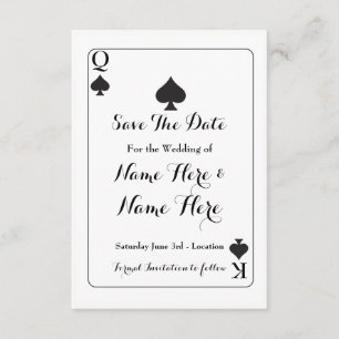 Save The Date Enregistrer La Date King Queen Ace Spades Mariage 