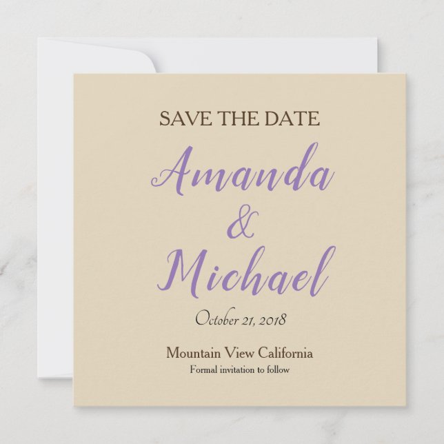 Save The Date Enregistrer la date Mariage Beige Classical Minima (Devant)