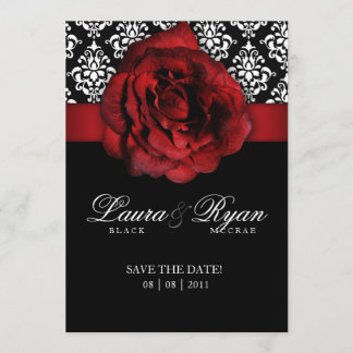 Save The Date Enregistrer la date Mariage Damask Rose rouge