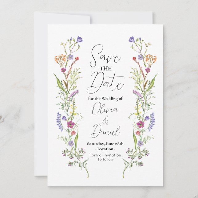 Save The Date Enregistrer la date Mariage Fleur sauvage Floral (Devant)