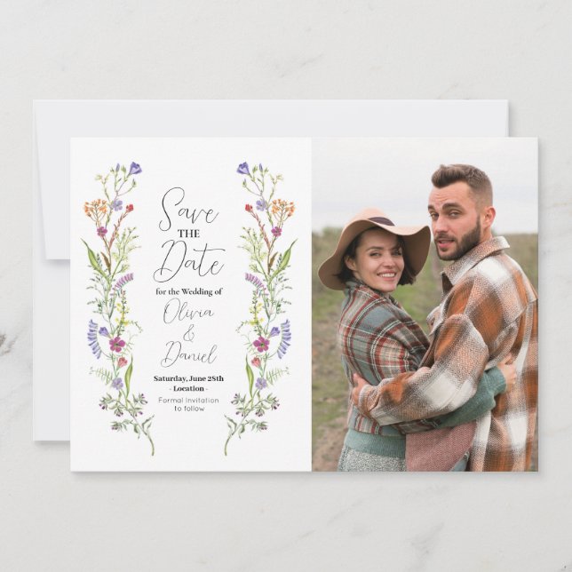 Save The Date Enregistrer la date Mariage Fleur sauvage Floral P (Devant)
